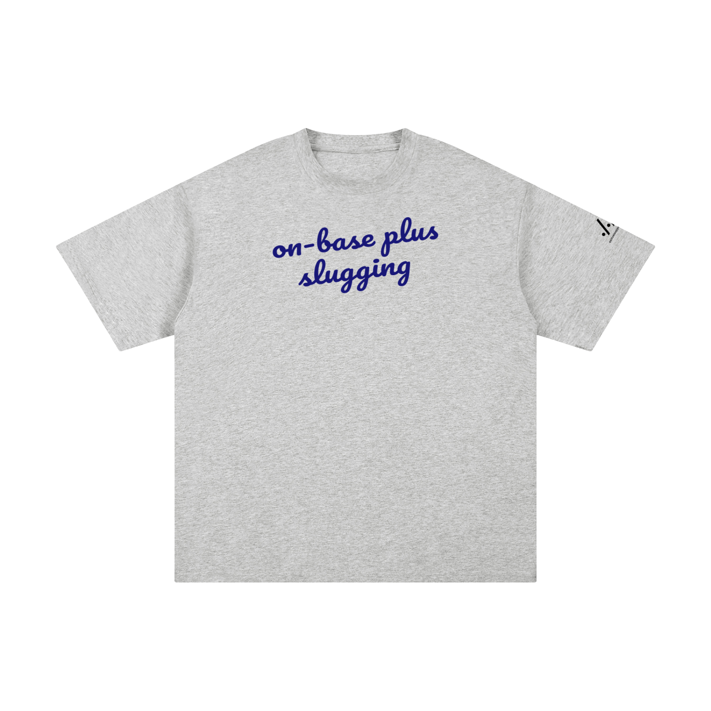 OPS cotton tee — Blue on grey