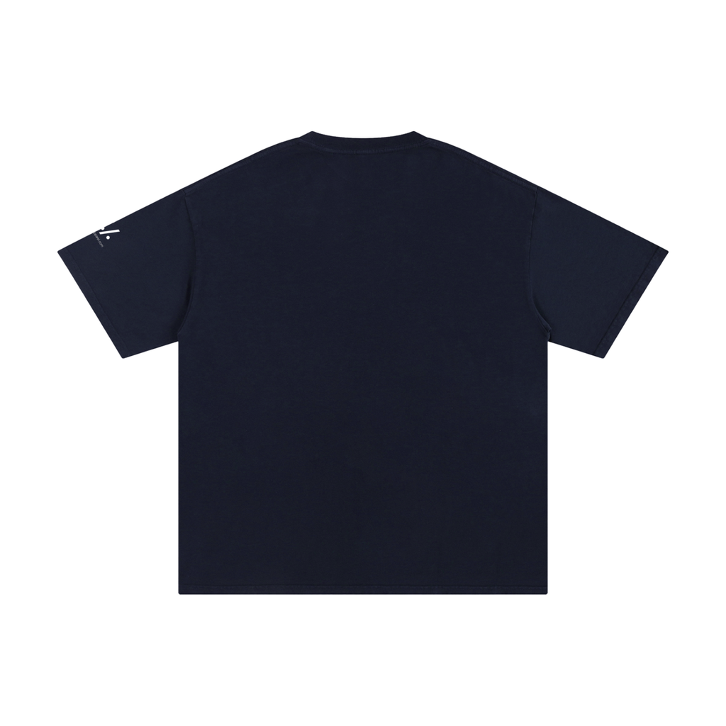 wRC+ cotton tee — Orange on navy blue