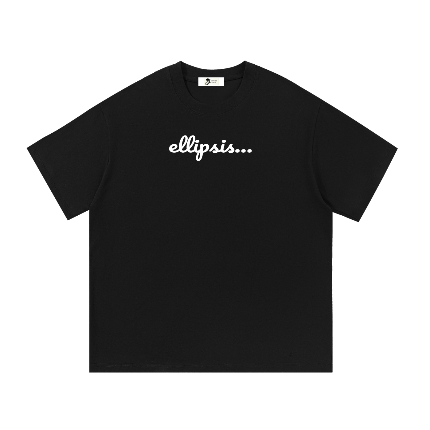 Ellipsis cotton tee — White on black