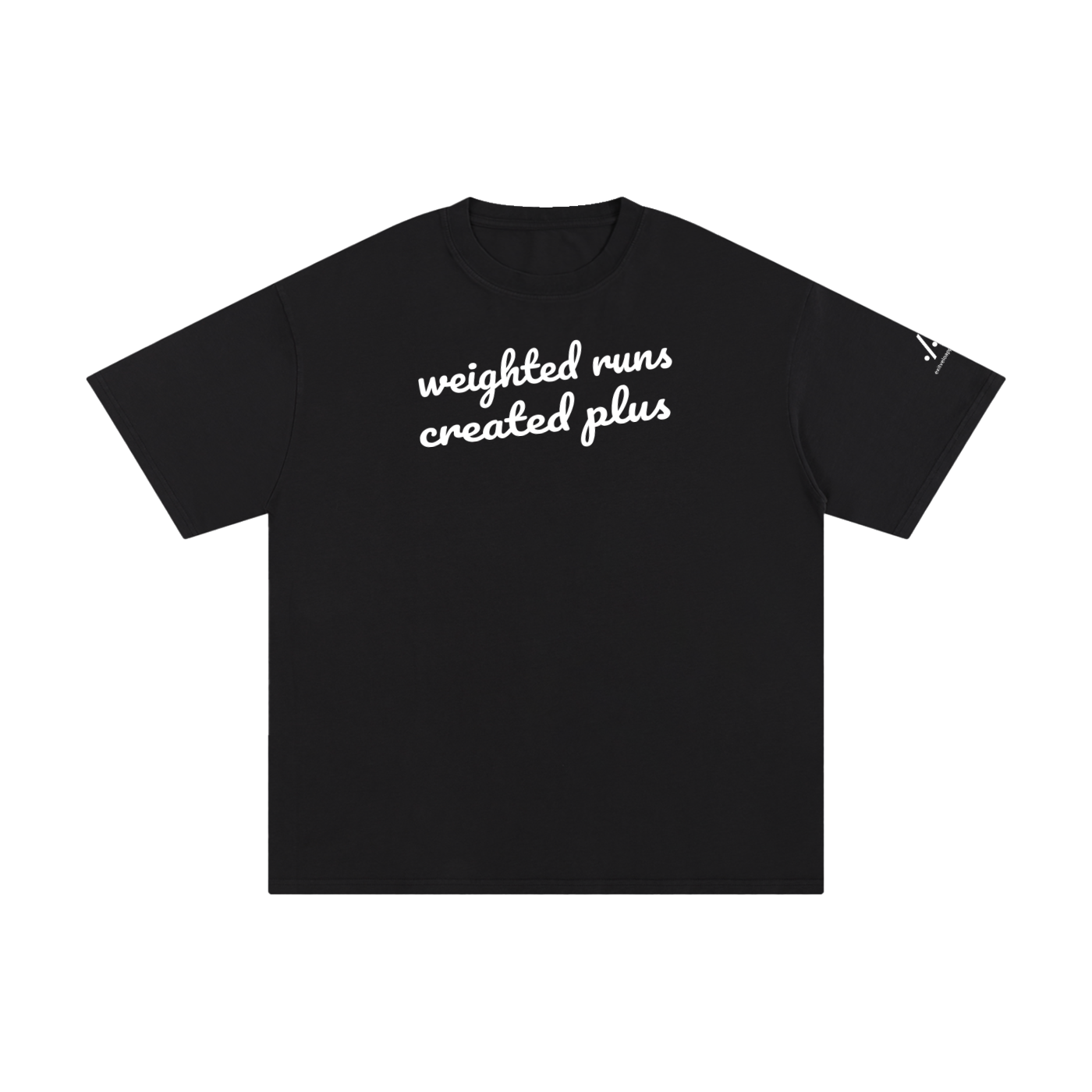 wRC+ cotton tee — White on black