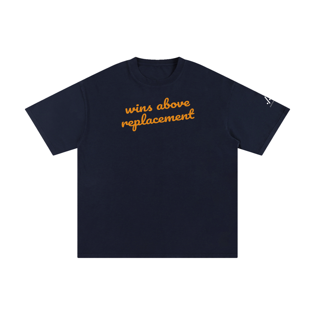 WAR cotton tee — Orange on navy