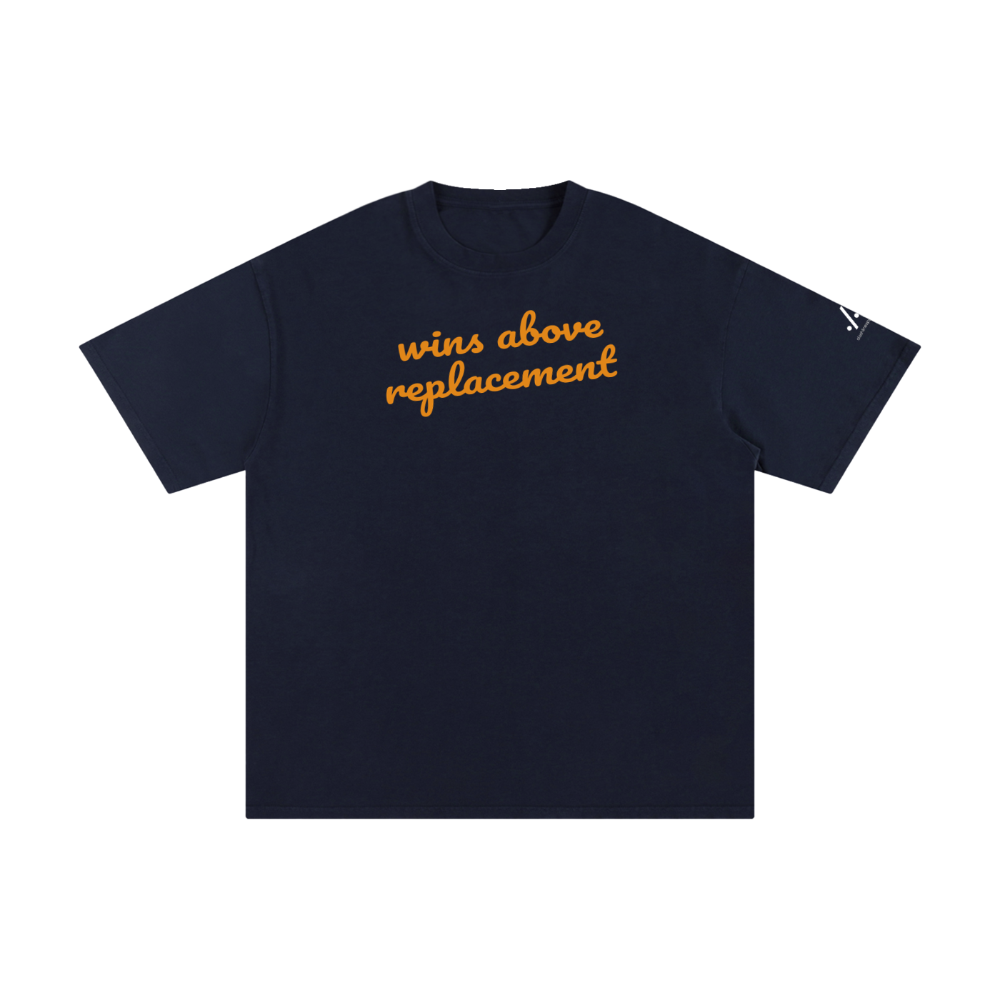 WAR cotton tee — Orange on navy