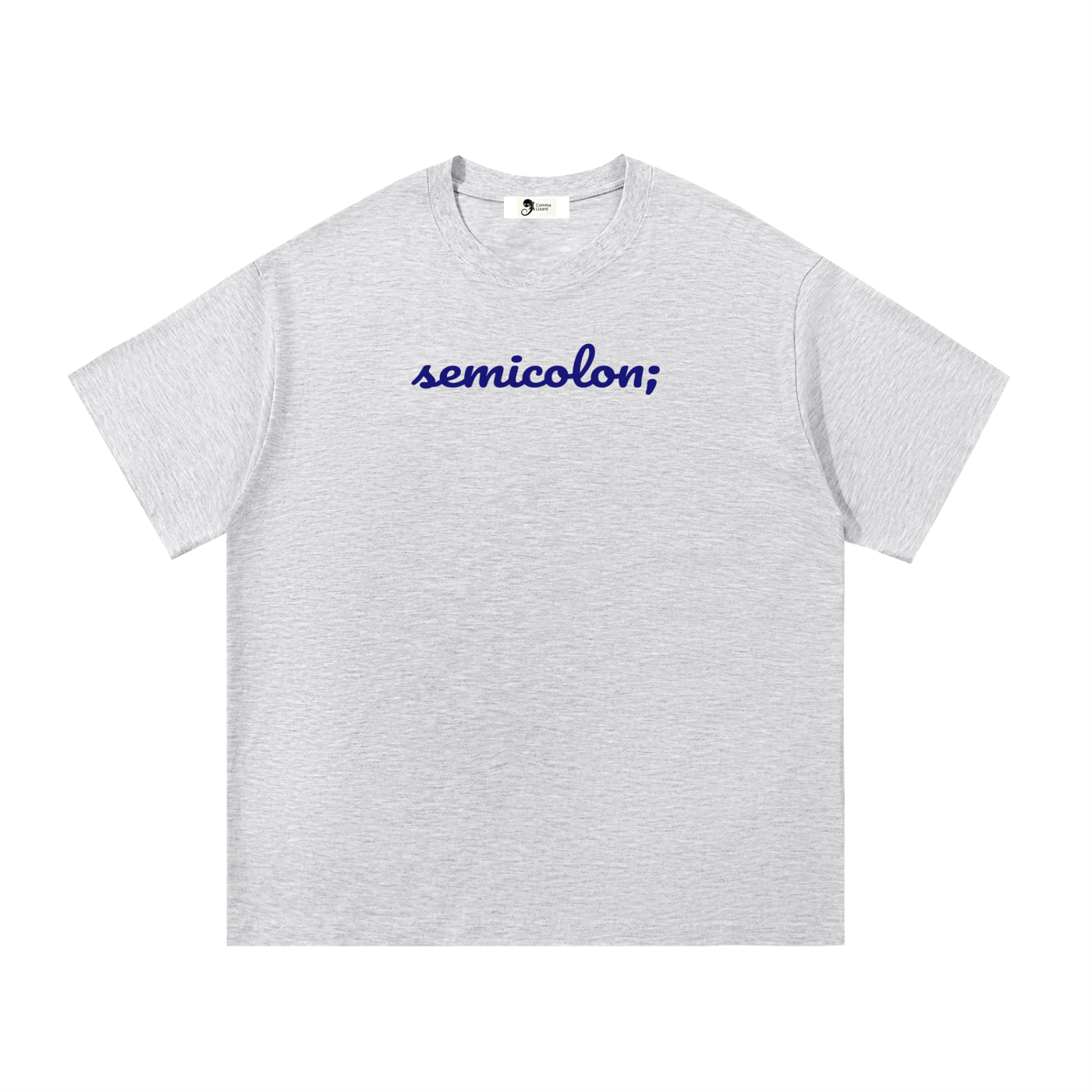 Semicolon cotton tee — Blue on gray