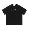 Semicolon cotton tee — White on black