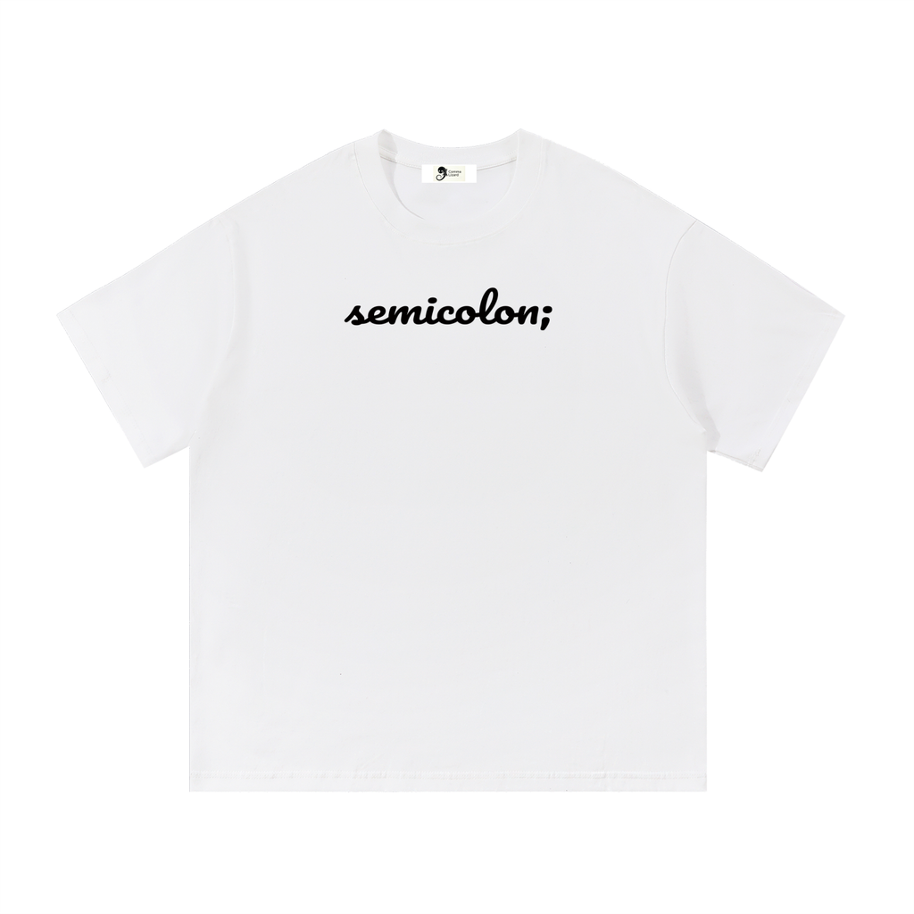 Semicolon cotton tee — Black on white