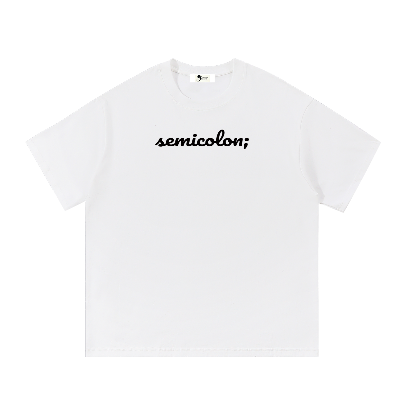 Semicolon cotton tee — Black on white
