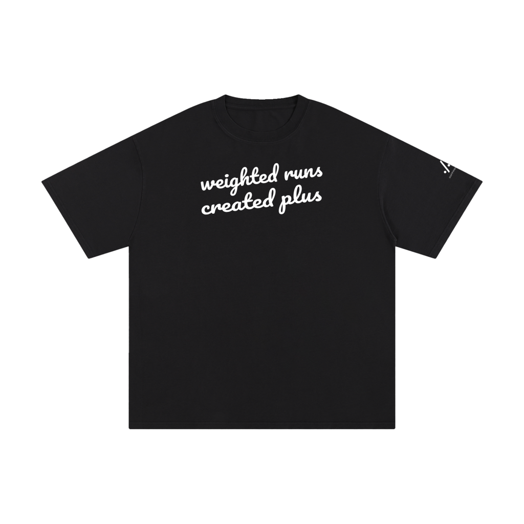 wRC+ cotton tee — White on black