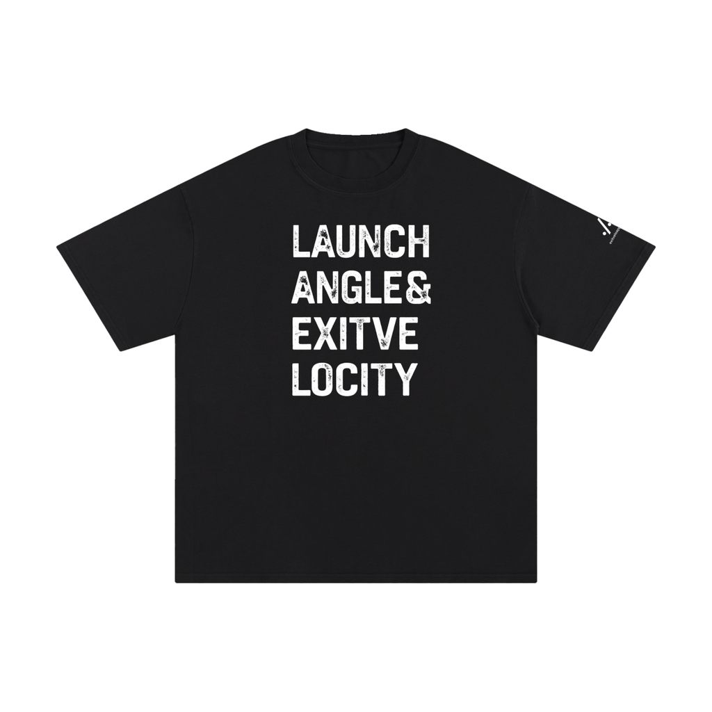 Launch Angle and Exit Velocity cotton tee — White on black